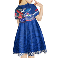 Custom Samoa And France Rugby Kid Short Sleeve Dress 2023 World Cup Manu Samoa With Les Bleus LT14 - Polynesian Pride
