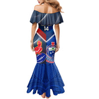 Custom Samoa And France Rugby Mermaid Dress 2023 World Cup Manu Samoa With Les Bleus LT14 - Polynesian Pride