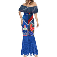 Custom Samoa And France Rugby Mermaid Dress 2023 World Cup Manu Samoa With Les Bleus LT14 - Polynesian Pride