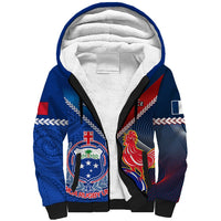 Custom Samoa And France Rugby Sherpa Hoodie 2023 World Cup Manu Samoa With Les Bleus LT14 Unisex Blue - Polynesian Pride