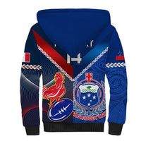 Custom Samoa And France Rugby Sherpa Hoodie 2023 World Cup Manu Samoa With Les Bleus LT14 - Polynesian Pride