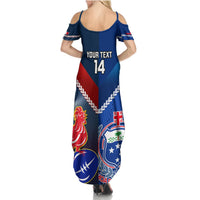 Custom Samoa And France Rugby Summer Maxi Dress 2023 World Cup Manu Samoa With Les Bleus LT14 - Polynesian Pride