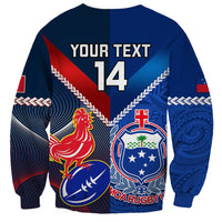 Custom Samoa And France Rugby Sweatshirt 2023 World Cup Manu Samoa With Les Bleus LT14 - Polynesian Pride