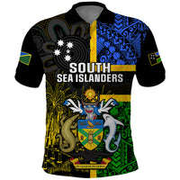 South Sea Islanders Polo Shirt Kanakas With Solomon Islands Coat Of Arms LT14 Black - Polynesian Pride