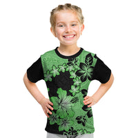 Green Hawaii Kid T Shirt Tapa Cloth Mix Tropical Flowers Pastel Vibes LT14 Green - Polynesian Pride