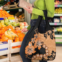Orange Hawaii Grocery Bag Tapa Cloth Mix Tropical Flowers Pastel Vibes LT14 - Polynesian Pride