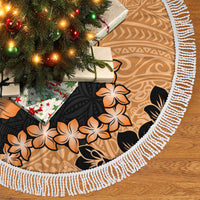 Orange Hawaii Tree Skirt Tapa Cloth Mix Tropical Flowers Pastel Vibes LT14 - Polynesian Pride