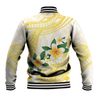 Gold And White Polynesia Plumeria Baseball Jacket Curves Tropical Vibes LT14 - Polynesian Pride