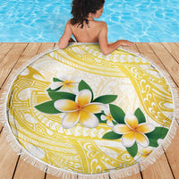 Gold And White Polynesia Plumeria Beach Blanket Curves Tropical Vibes LT14 - Polynesian Pride