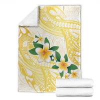 Gold And White Polynesia Plumeria Blanket Curves Tropical Vibes LT14 - Polynesian Pride