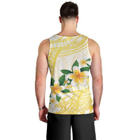 Gold And White Polynesia Plumeria Men Tank Top Curves Tropical Vibes LT14 - Polynesian Pride