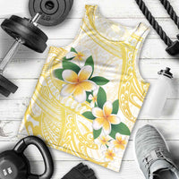 Gold And White Polynesia Plumeria Men Tank Top Curves Tropical Vibes LT14 - Polynesian Pride