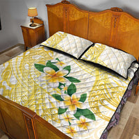 Gold And White Polynesia Plumeria Quilt Bed Set Curves Tropical Vibes LT14 - Polynesian Pride