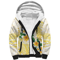 Gold And White Polynesia Plumeria Sherpa Hoodie Curves Tropical Vibes LT14 Unisex Gold - Polynesian Pride
