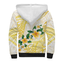Gold And White Polynesia Plumeria Sherpa Hoodie Curves Tropical Vibes LT14 - Polynesian Pride