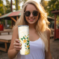 Gold And White Polynesia Plumeria Skinny Tumbler Curves Tropical Vibes