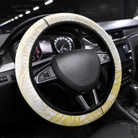 Gold And White Polynesia Plumeria Steering Wheel Cover Curves Tropical Vibes LT14 Universal Fit Gold - Polynesian Pride