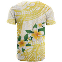 Gold And White Polynesia Plumeria T Shirt Curves Tropical Vibes LT14 - Polynesian Pride
