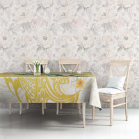 Gold And White Polynesia Plumeria Tablecloth Curves Tropical Vibes LT14 - Polynesian Pride