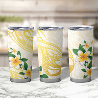 Gold And White Polynesia Plumeria Tumbler Cup Curves Tropical Vibes LT14 - Polynesian Pride