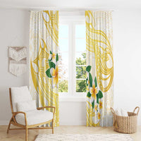Gold And White Polynesia Plumeria Window Curtain Curves Tropical Vibes LT14 - Polynesian Pride