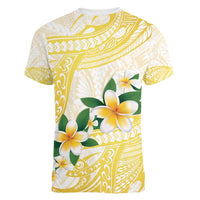 Gold And White Polynesia Plumeria Women V-Neck T-Shirt Curves Tropical Vibes LT14 - Polynesian Pride