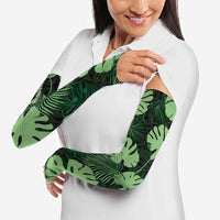 Green Hawaii Kukui Nut Lei Arm Sleeves Hawaiian Pattern Monstera Tropical Vibes LT14 - Polynesian Pride