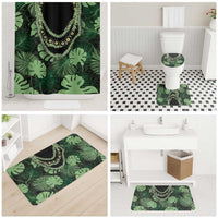 Green Hawaii Kukui Nut Lei Bathroom Set Hawaiian Pattern Monstera Tropical Vibes - Polynesian Pride