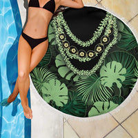 Green Hawaii Kukui Nut Lei Beach Blanket Hawaiian Pattern Monstera Tropical Vibes - Polynesian Pride