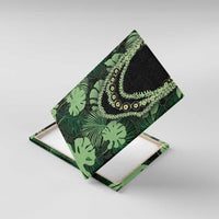 Green Hawaii Kukui Nut Lei Canvas Wall Art Hawaiian Pattern Monstera Tropical Vibes - Polynesian Pride