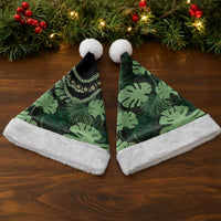 Green Hawaii Kukui Nut Lei Christmas Santa Hat Hawaiian Pattern Monstera Tropical Vibes - Polynesian Pride