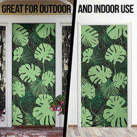 Green Hawaii Kukui Nut Lei Door Cover Hawaiian Pattern Monstera Tropical Vibes - Polynesian Pride