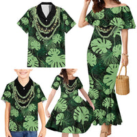 Green Hawaii Kukui Nut Lei Family Matching Mermaid Dress and Hawaiian Shirt Hawaiian Pattern Monstera Tropical Vibes - Polynesian Pride