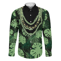 Green Hawaii Kukui Nut Lei Family Matching Mermaid Dress and Hawaiian Shirt Hawaiian Pattern Monstera Tropical Vibes - Polynesian Pride