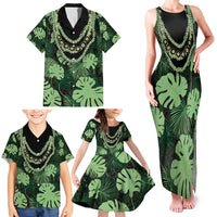 Green Hawaii Kukui Nut Lei Family Matching Tank Maxi Dress and Hawaiian Shirt Hawaiian Pattern Monstera Tropical Vibes - Polynesian Pride
