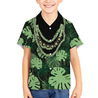Green Hawaii Kukui Nut Lei Family Matching Tank Maxi Dress and Hawaiian Shirt Hawaiian Pattern Monstera Tropical Vibes - Polynesian Pride
