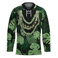 Green Hawaii Kukui Nut Lei Hockey Jersey Hawaiian Pattern Monstera Tropical Vibes LT14 Unisex Green - Polynesian Pride