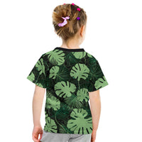 Green Hawaii Kukui Nut Lei Kid T Shirt Hawaiian Pattern Monstera Tropical Vibes LT14 - Polynesian Pride