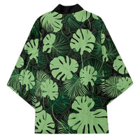 Green Hawaii Kukui Nut Lei Kimono Hawaiian Pattern Monstera Tropical Vibes - Polynesian Pride