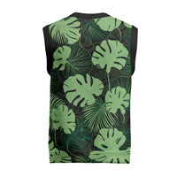 Green Hawaii Kukui Nut Lei Christmas Knitted V-Neck Vest Hawaiian Pattern Monstera Tropical Vibes LT14 - Polynesian Pride