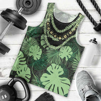 Green Hawaii Kukui Nut Lei Men Tank Top Hawaiian Pattern Monstera Tropical Vibes LT14 - Polynesian Pride