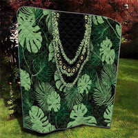 Green Hawaii Kukui Nut Lei Quilt Hawaiian Pattern Monstera Tropical Vibes - Polynesian Pride