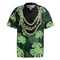 Green Hawaii Kukui Nut Lei Rugby Jersey Hawaiian Pattern Monstera Tropical Vibes LT14 Green - Polynesian Pride