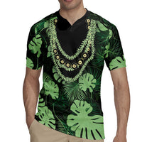 Green Hawaii Kukui Nut Lei Rugby Jersey Hawaiian Pattern Monstera Tropical Vibes LT14 - Polynesian Pride