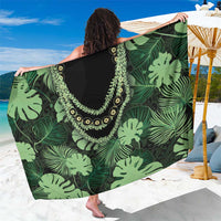 Green Hawaii Kukui Nut Lei Sarong Hawaiian Pattern Monstera Tropical Vibes - Polynesian Pride