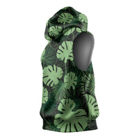 Green Hawaii Kukui Nut Lei Sleeveless Hoodie Hawaiian Pattern Monstera Tropical Vibes LT14 - Polynesian Pride