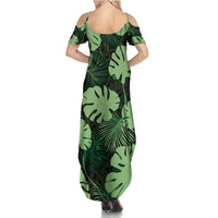 Green Hawaii Kukui Nut Lei Summer Maxi Dress Hawaiian Pattern Monstera Tropical Vibes LT14 - Polynesian Pride