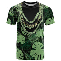 Green Hawaii Kukui Nut Lei T Shirt Hawaiian Pattern Monstera Tropical Vibes LT14 Green - Polynesian Pride