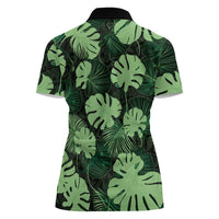 Green Hawaii Kukui Nut Lei Women Polo Shirt Hawaiian Pattern Monstera Tropical Vibes LT14 - Polynesian Pride