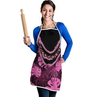 Pink Hawaii Kukui Nut Lei Apron Hawaiian Pattern Monstera Tropical Vibes LT14 - Polynesian Pride